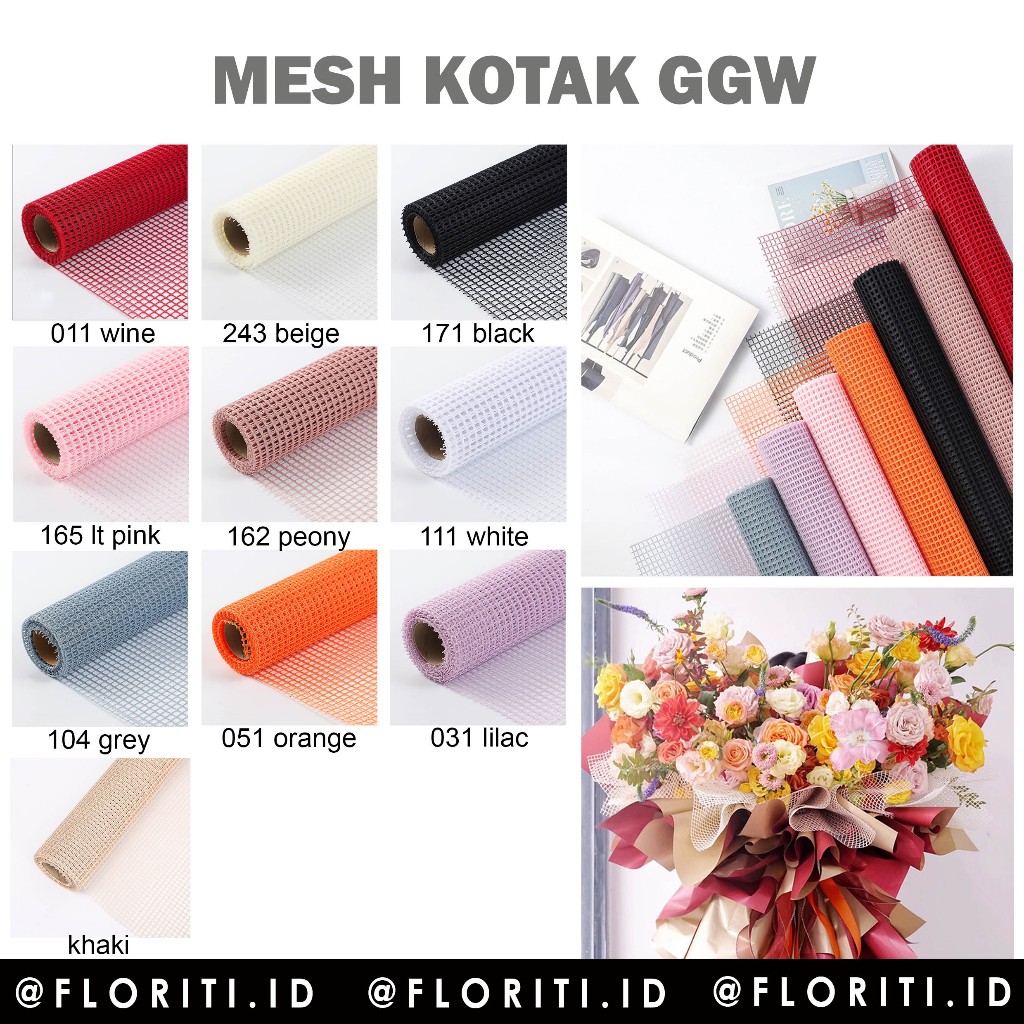 

(rol) mesh kotak dekorasi buket