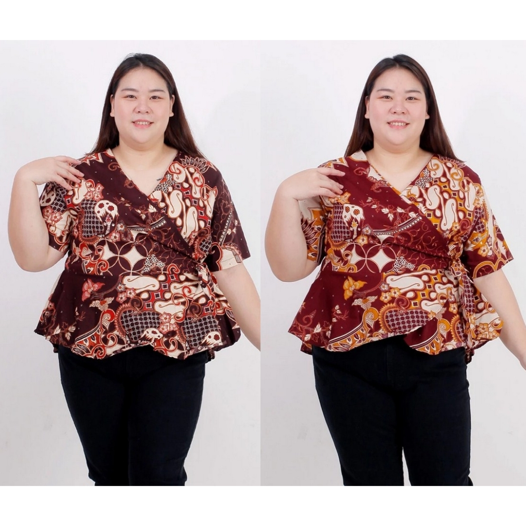 BAJU ATASAN BLOUSE BATIK MODERN WANITA JUMBO BIG SIZE 628 A XXL XXXL OVERSIZE PREMIUM LD 120 CM BAJU