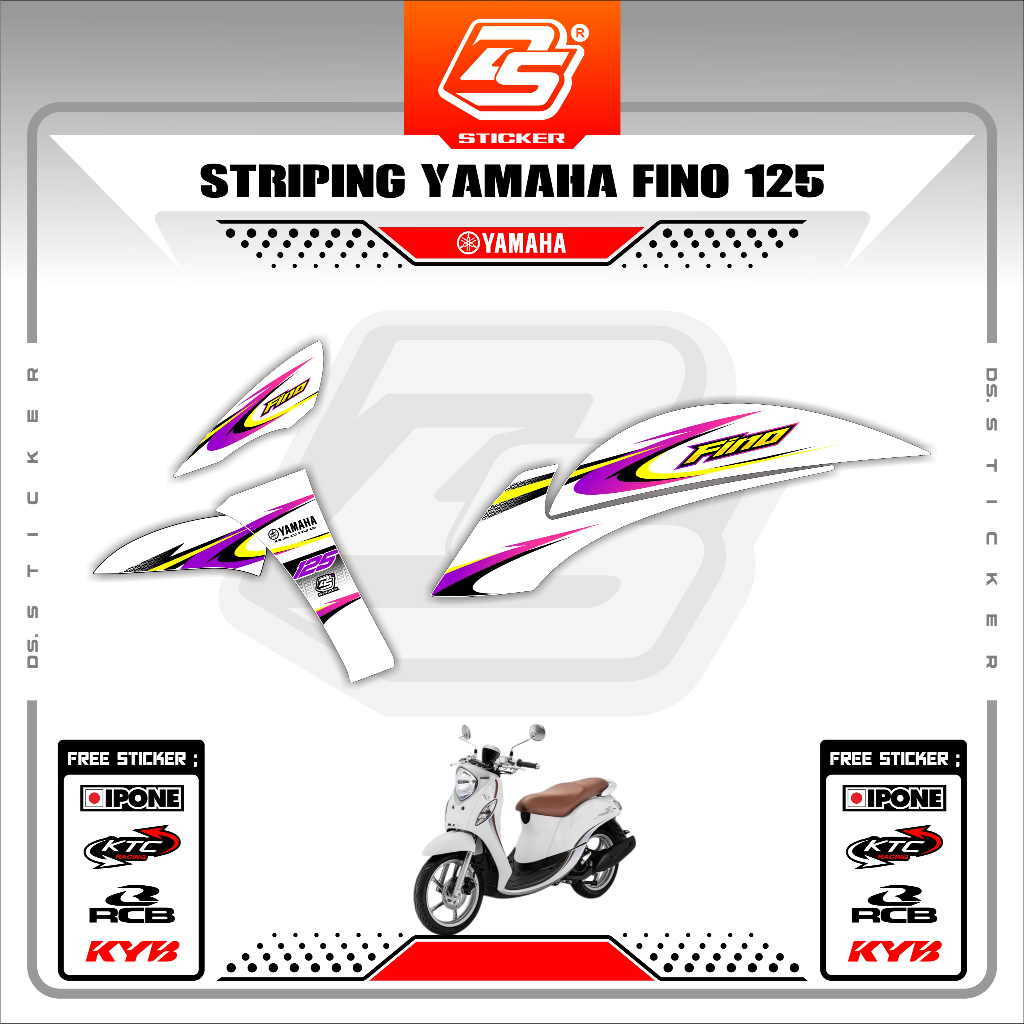 DS Stiker Striping Motor Yamaha Fino125 Grande Decal Sticker Fino FI 125 Premium PUTIH DS060325
