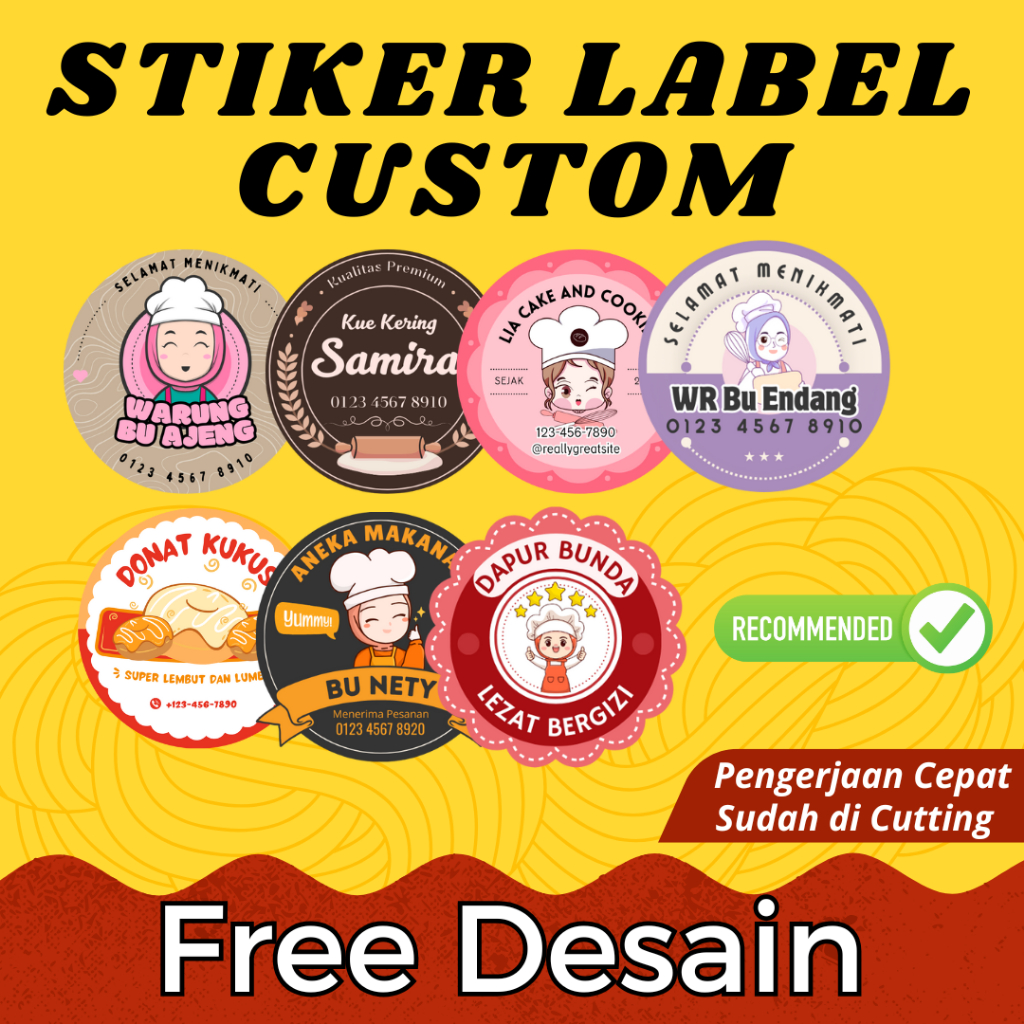 

Cetak Stiker Custom Sudah Di Cutting dan Free Desain Kertas Chromo A3 Plus Untuk Label Makanan Toples Kemasan Botol Dll