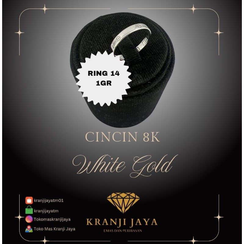 cincin ukir emas putih 8K