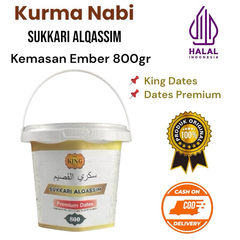 

(COD) Kurma Sukkari 800gr Ember Vakum | King Sukari Alqassim Premium Dates | Kurma Arab Original