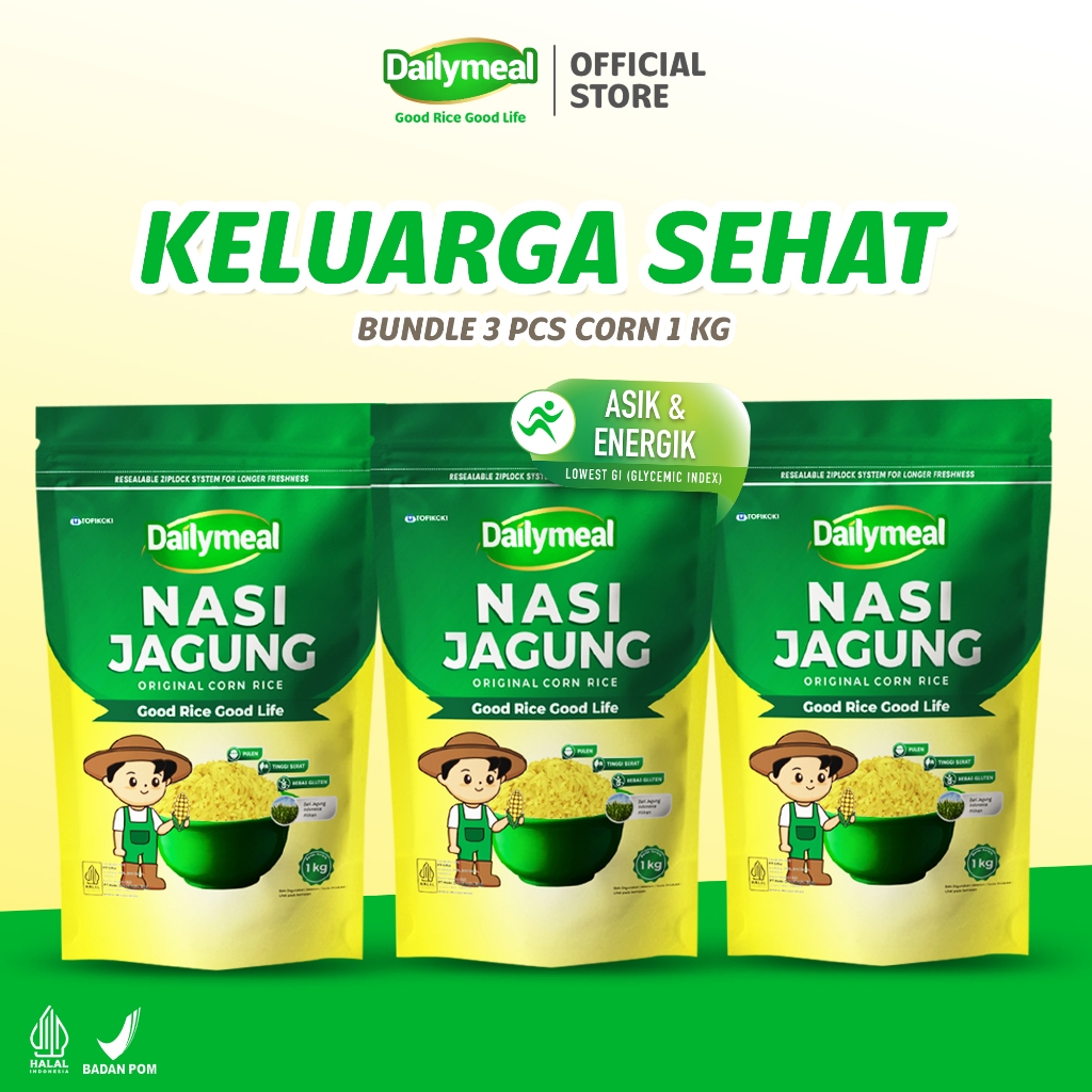 

[Keluarga Sehat] Dailymeal - Corn Rice / Nasi Jagung 1 kg (3pcs) - Solusi Hemat untuk Nutrisi Keluarga Anda