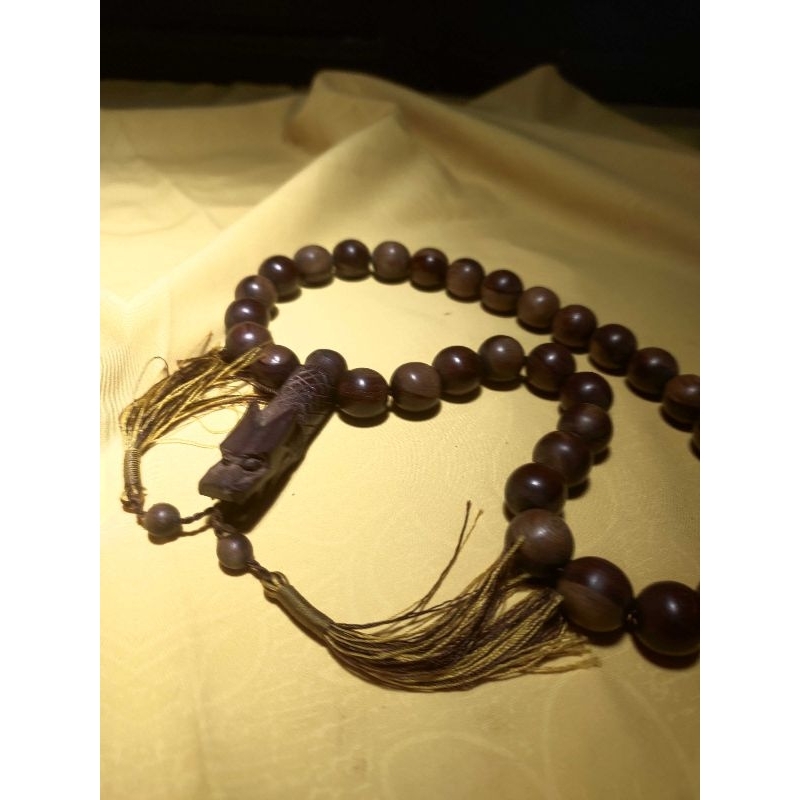 MAKRIFATBUSINESS Tasbih Kayu GALIH NAGASARI POLENG Ukir Kepala Naga 33 Biji 16 mm
