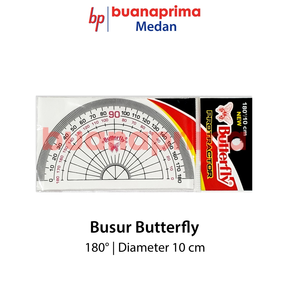 

BUSUR BUTTERFLY ECERAN 180 Derajat 10 cm Penggaris Plastik Tebal Per pcs