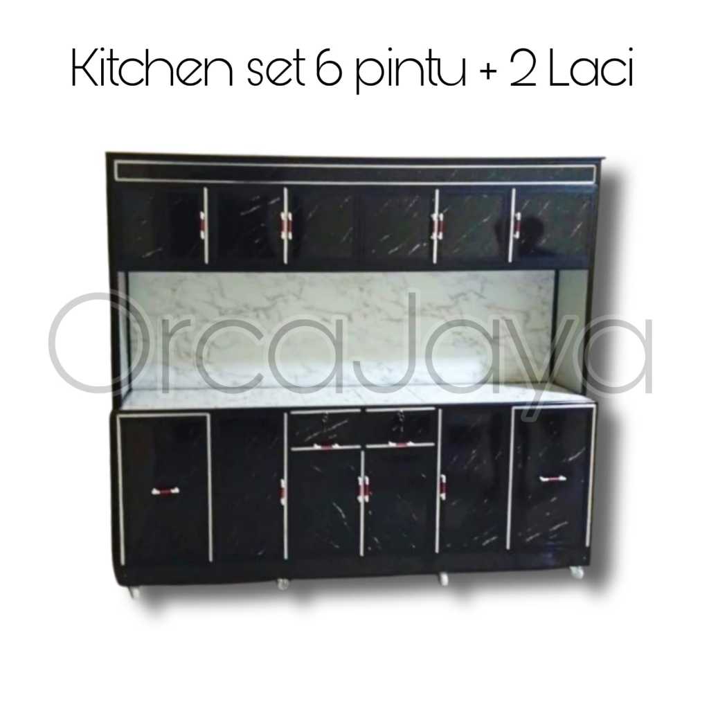 kitchen set 6 pintu + 2 laci tiang alumunium holo /rak dapur/rak piring/kitchen set alumunium/kitche