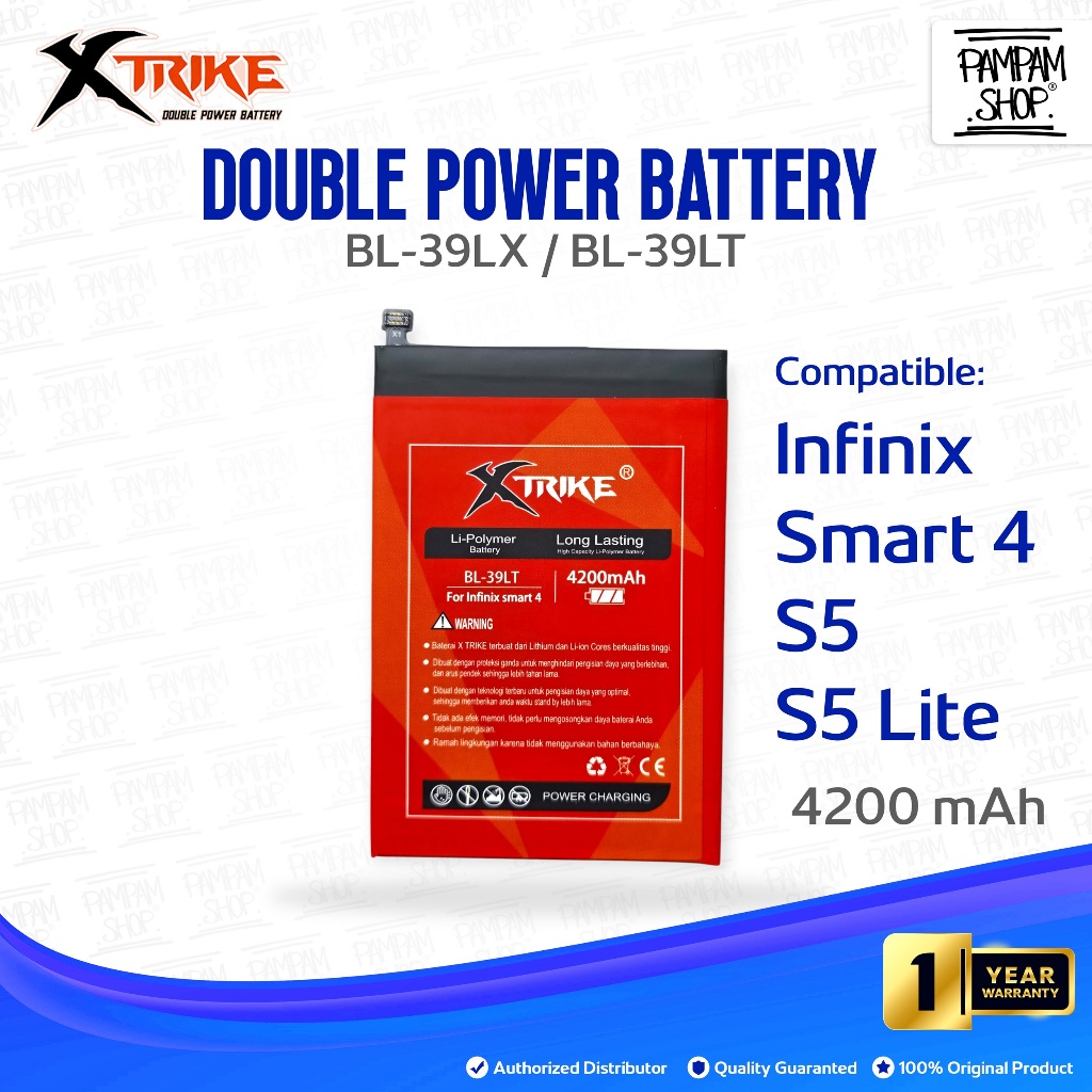 XTRIKE Baterai BL-39LX / BL-39LT Infinix Smart 4 X653 X653C / S5 X652 / S5 Lite BL39LX BL39LT Double