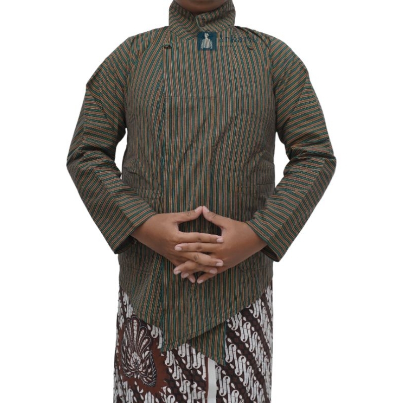 Sujan Lurik Alusan KATUN FURING Premium - Warna AMETRIN (Hijau kebiruan & Kuning emas)