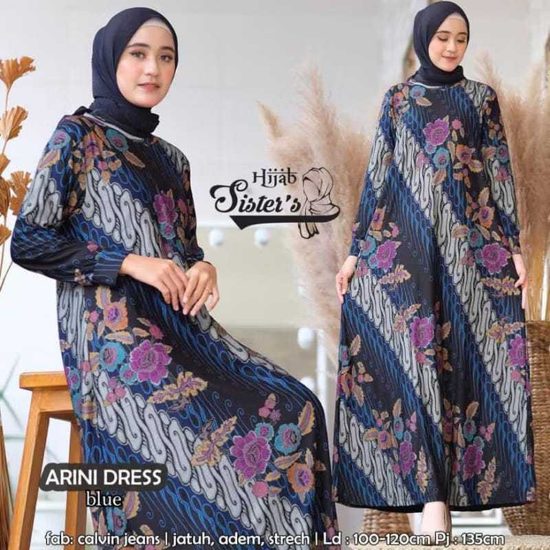 AQILA-ARINI Gamis LEBARAN Jumbo Calvin Jeans Maxy Wanita XL XXXL Adem Dipakai Sehari hari Homedress