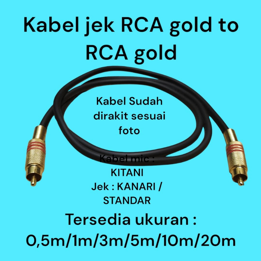 KABEL JEK RCA TO JEK RCA GOLD  KABEL JEK RAKITAN AUDIO MIXER AMPLIFIER MONO STEREO