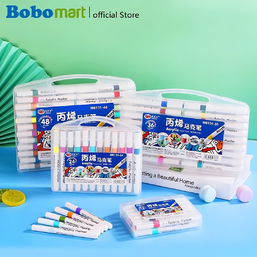 

BOBOMART A-911 COLORFUL GRAFFITI ACRYLIC MARKER 1BOX ISI 12/24/36/48/60 SPIDOL MARKER BERWARNA MURAH