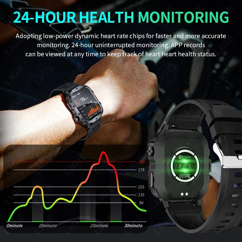 HOT DEALS [COD]LIGE JAM TANGAN PINTAR OLAHRAGA TAHAN AIR PANGGILAN BLUETOOTH PRIA 420MAH PEMANTAUAN