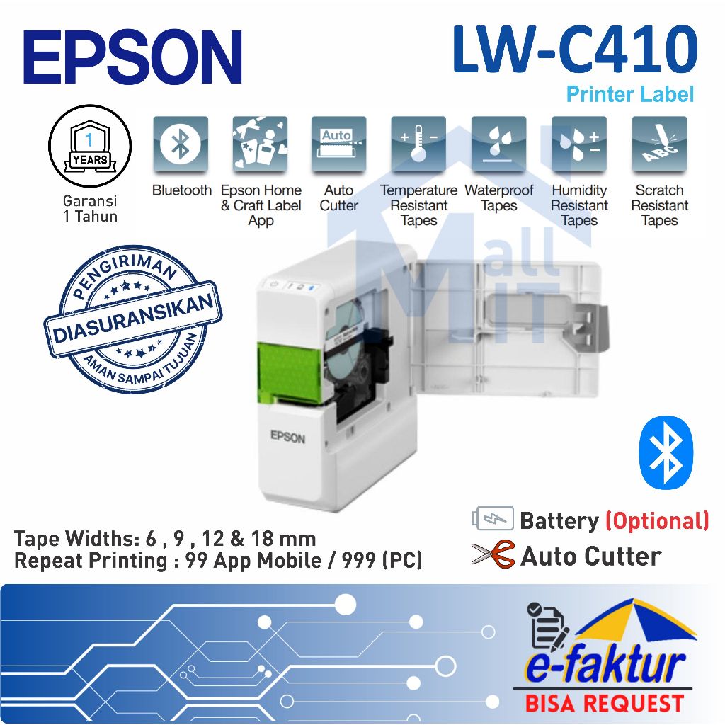 MALLIT EPSON Printer Label Epson LW-C410 EPSON LWC410  LW C 410 C410 Label Printer Bluetooth Medan