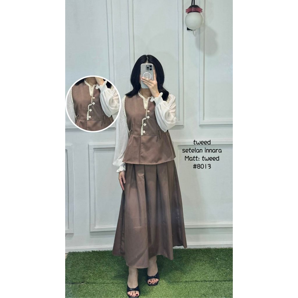 One Set MODELANE - Setelan Vest Wanita - Rok Flare Wanita - Rok Panjang Maxi Wanita - Skirt A Line -