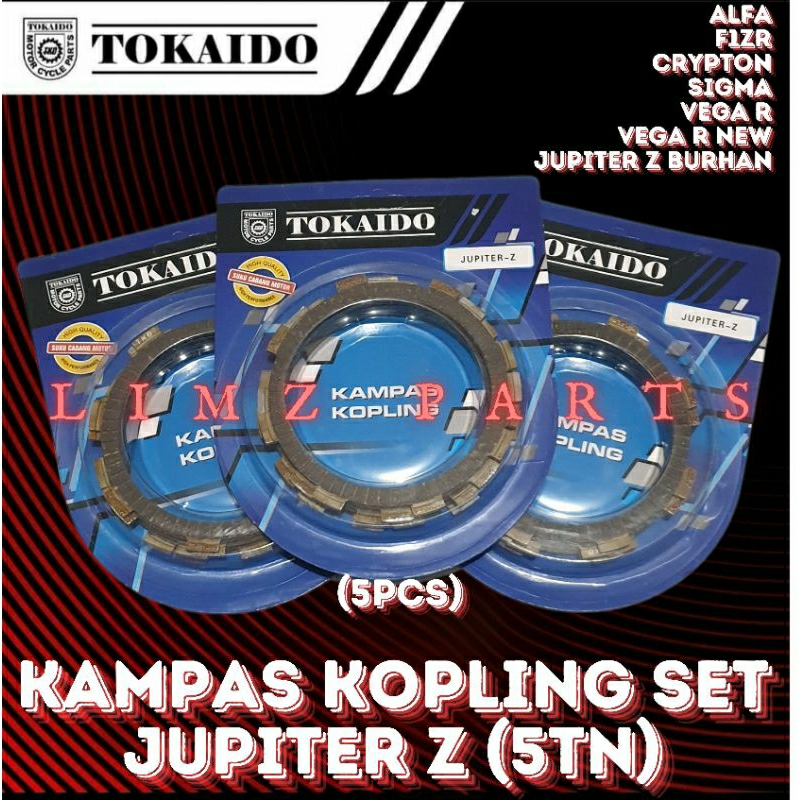 KAMPAS KOPLING SET JUPITER Z (5TN) TOKAIDO .COMPATIBLE:ALFA/ F1ZR/ CRYPTON/ SIGMA/VEGA R/ VEGA R NEW