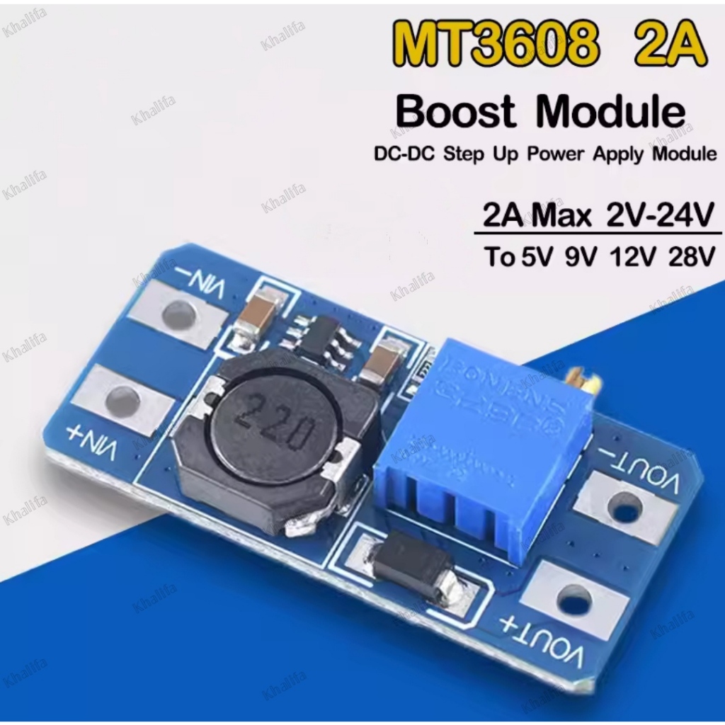 MT3608 DC-DC Step Up Booster Power Supply Module Boost Step-up Board MAX output 28V 2A Adjustable Vo