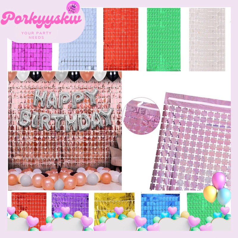 [Porkyyskw] Tirai Kotak Foil Ulang Tahun / Tirai Foil Kotak UlangTahun