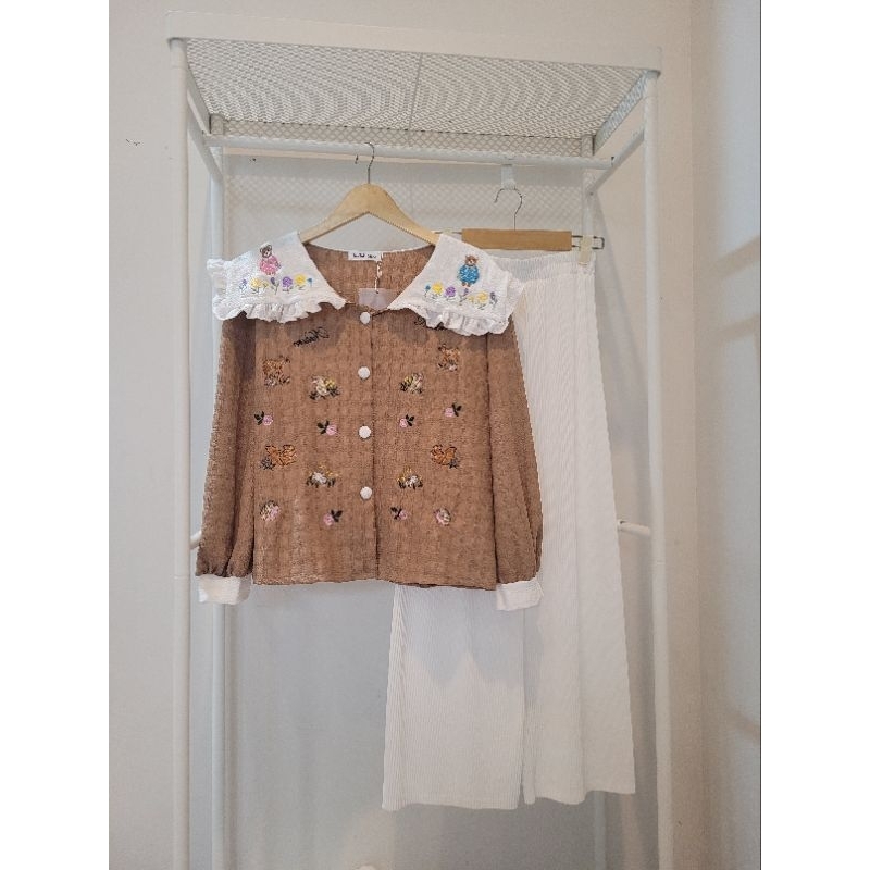 Korean one set full Bordir kemeja sailor lucu bear rabbit celana plisket BKk Bangkok