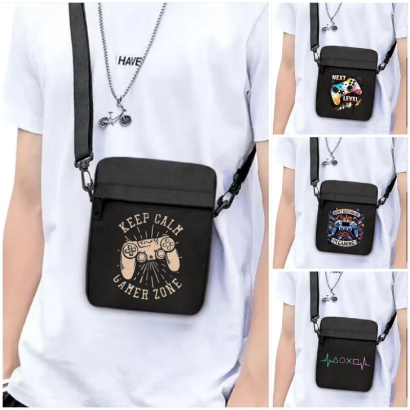 Tas selempang gambar gamer mini sling bag game picture tas keren tas cowok