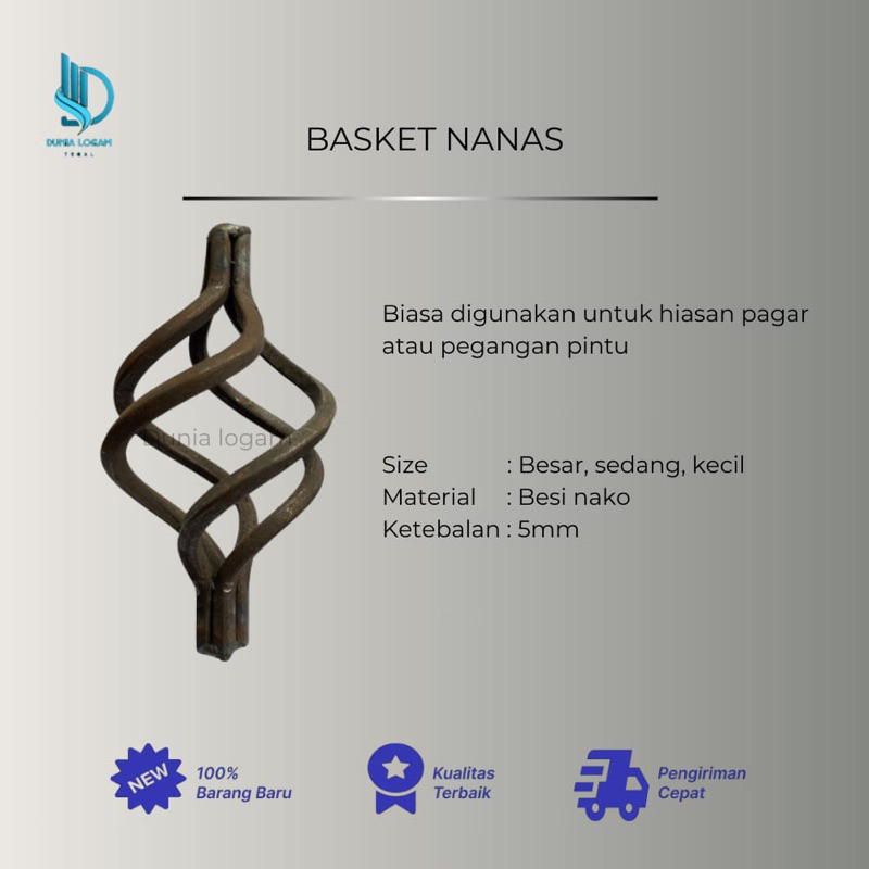 Ornamen Nako Besi Tempa Basket atau Nanas | Ornamen Pagar