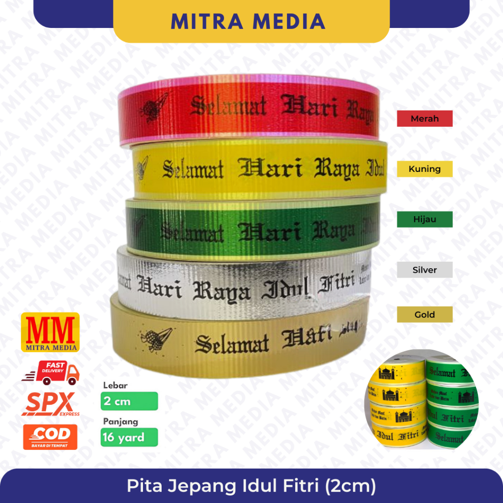 

Pita Jepang Idul Fitri Eid Mubarak Hamper Lebaran Parcel Roll Merk Fabrica 2cm