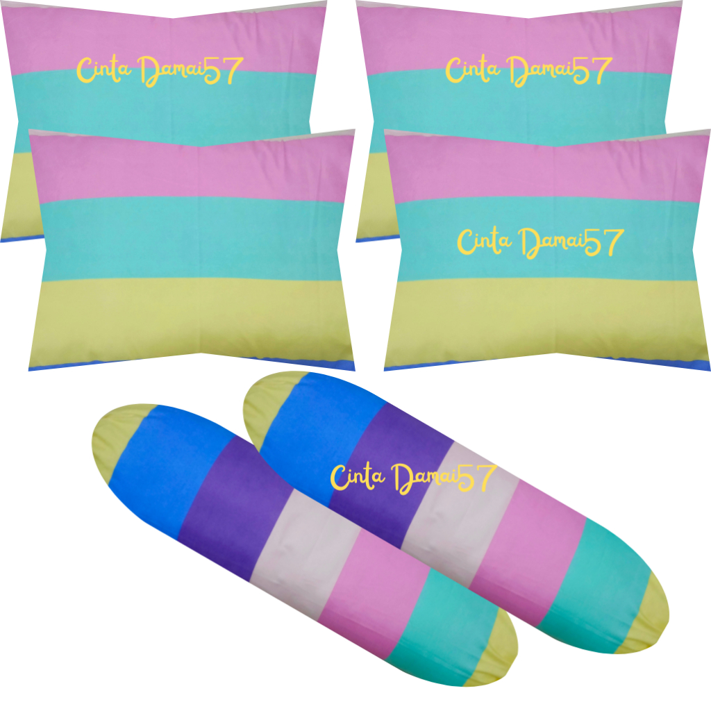 Sarung bantal guling set 6pcs 4sarban 2sargul banyak motif dewasa warna cerah nyaman untuk tidur