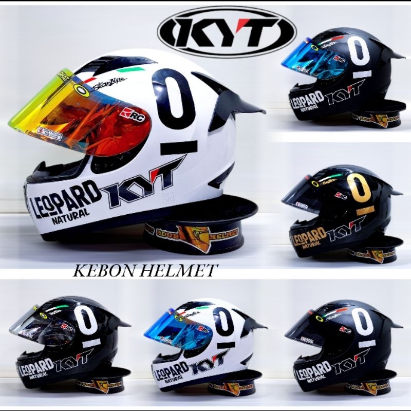 Helm KYT R10 black dof leopard paket ganteng original KYT