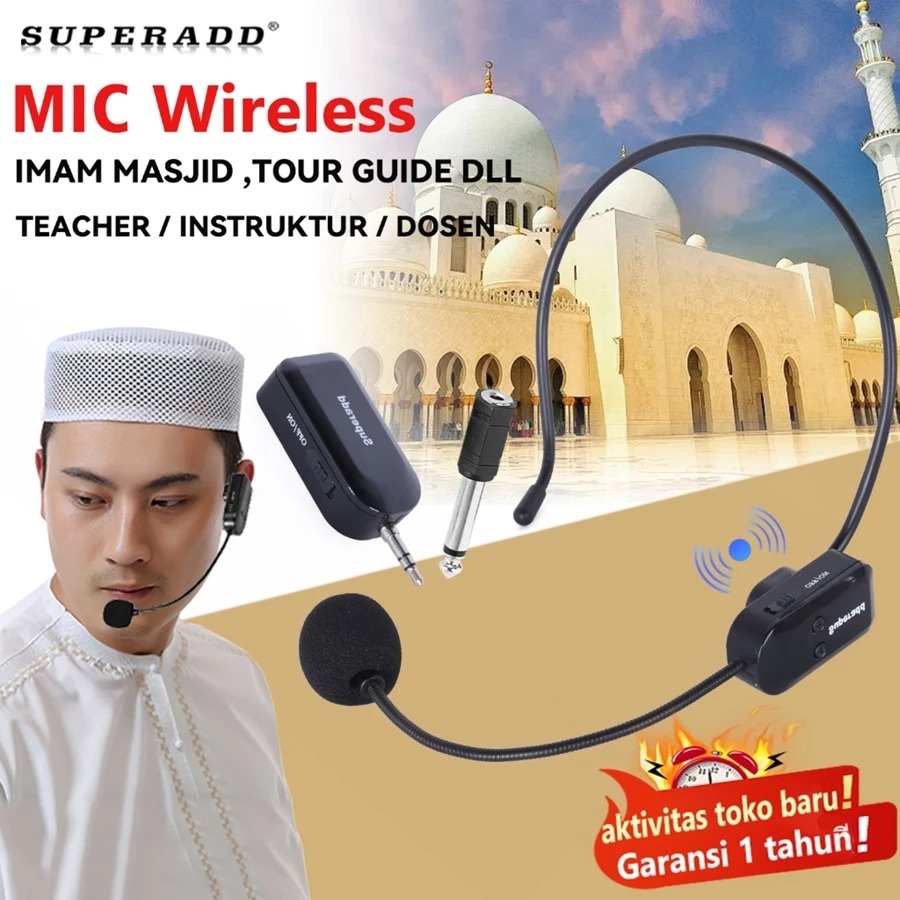 TERBAIK mic wireless CLIP ON BANDO / Microphone Headset Bando Jack 3.5mm | Microphone Wireless FM Tr