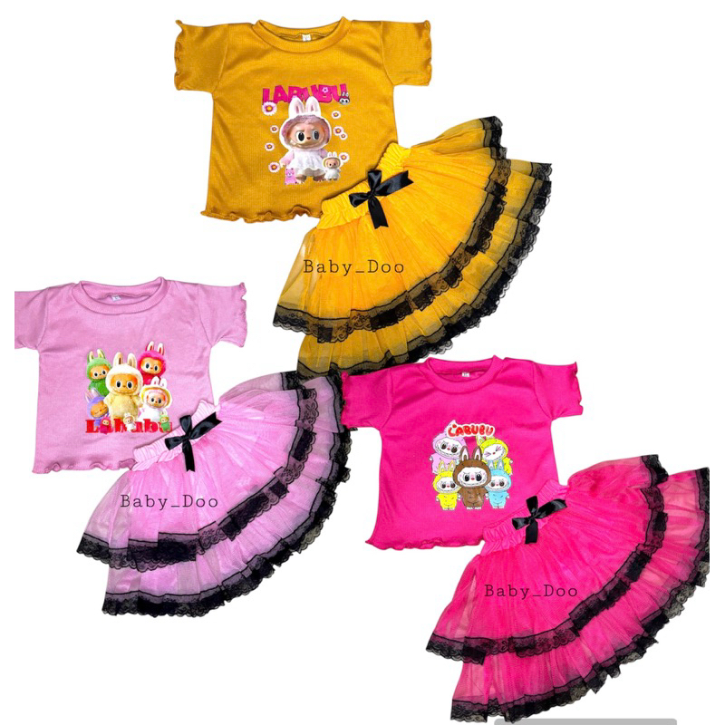 Set Labubu Rok Tutu Renda hitam 1-4th