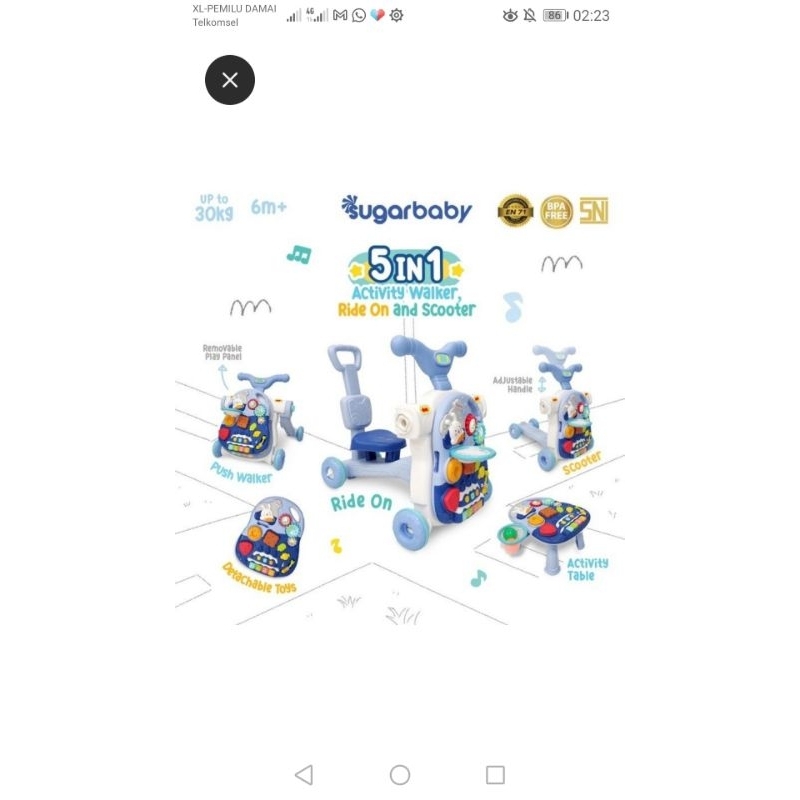New Push Walker Sugar Baby 5in1