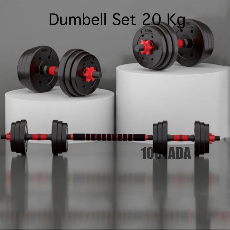 Barbel 20 kg set Dumbell Angkat barbel hadiah cowok