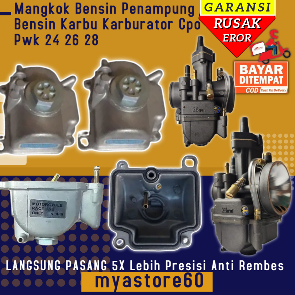 Mangkok Silver Penampung Bensin Wadah Bensin Karbu Karburator Pwk CPO 24 26 28 CPO 24 CPO26 CPO 28 A