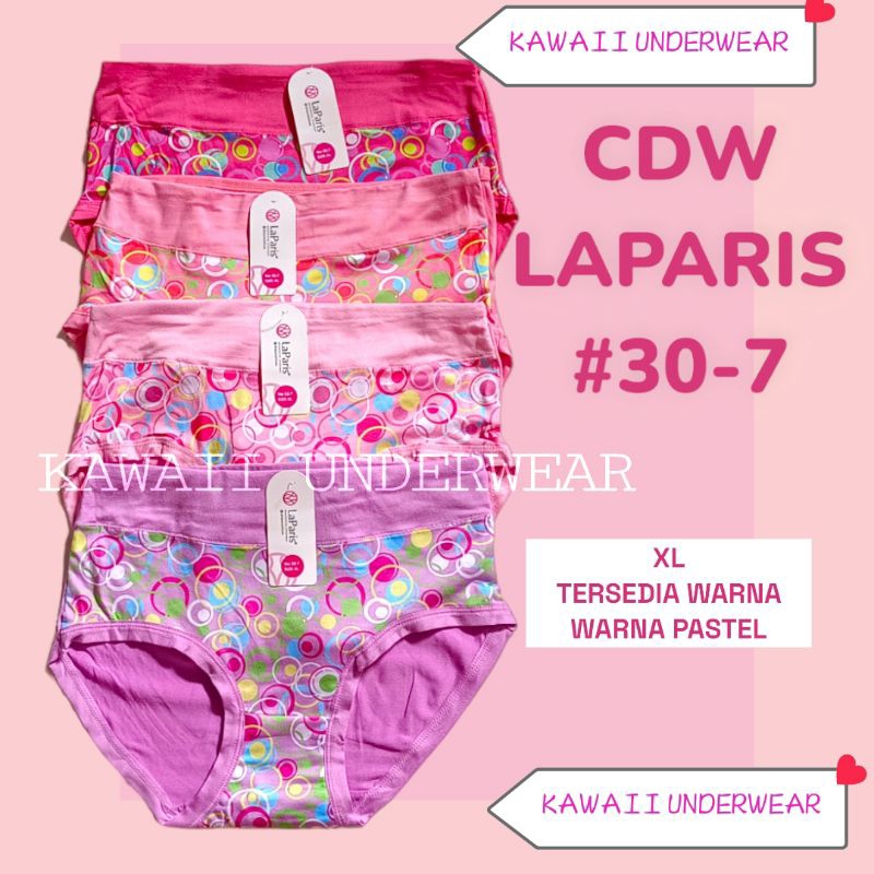 Cd Wanita Dewasa La Paris 30-7 Celana Dalam Stretch Melar Adem CD Katun Motif Warna Pastel Ukuran XL