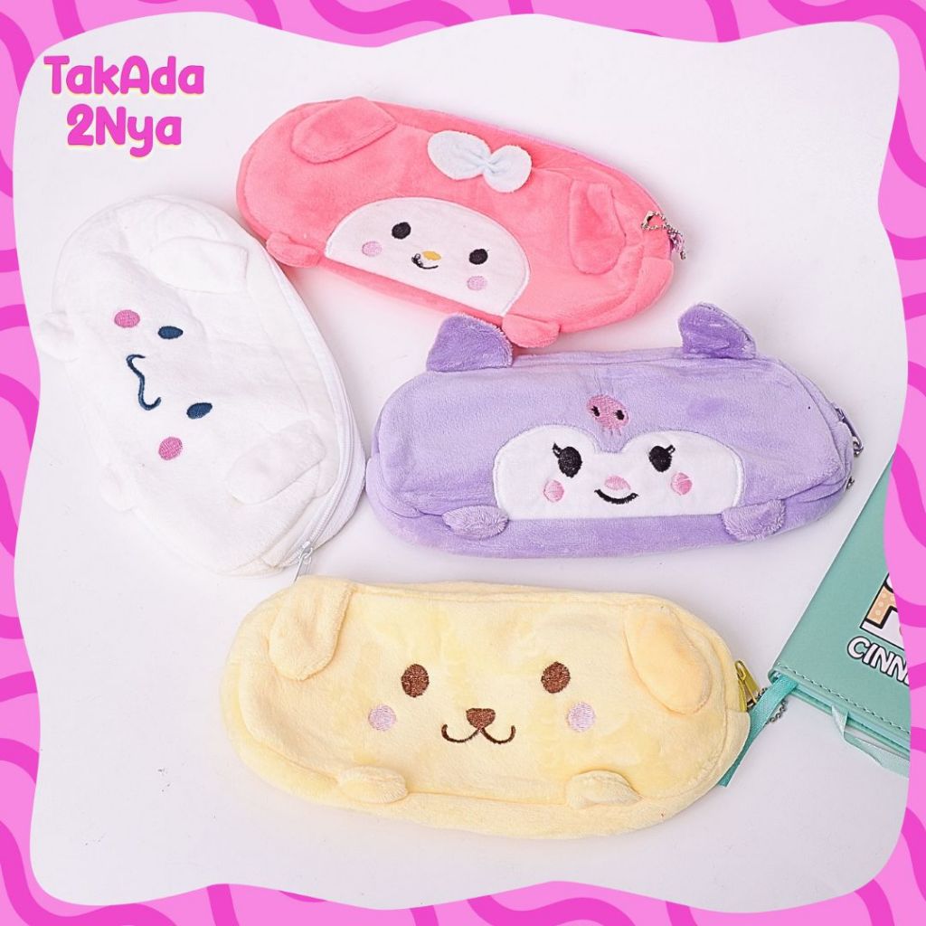 

Kotak Pensil Plushy Sanrio Tangan Kuromi PomPurin Cinnamoroll MyMelody Wadah Pouch Makeup Alat Tulis