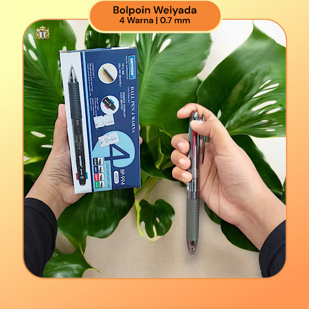 

Pulpen Warna Warni Weiyada Ball Pen 4 Warna BP-994 0.7mm