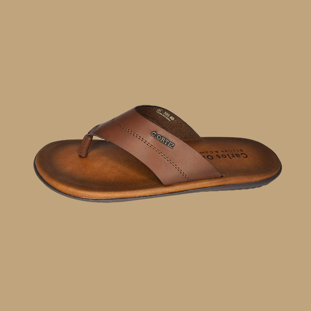 Carlos Ortiz Sendal Slop Slip On Kulit Sintetis Quency QC501 Made in Indonesia