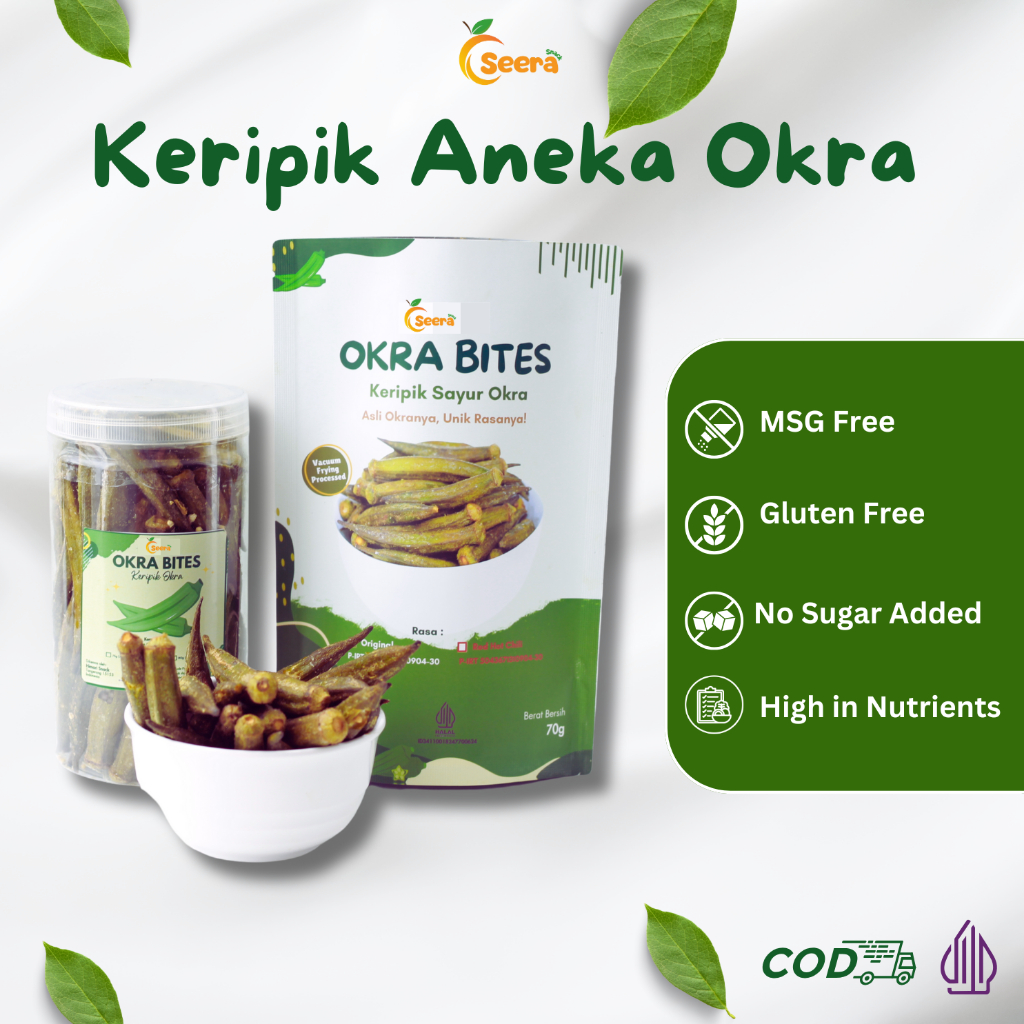 Keripik Sayur Okra Kering Cemilan Organik Sehat Halal Asli Produk Lokal by Seera Snack