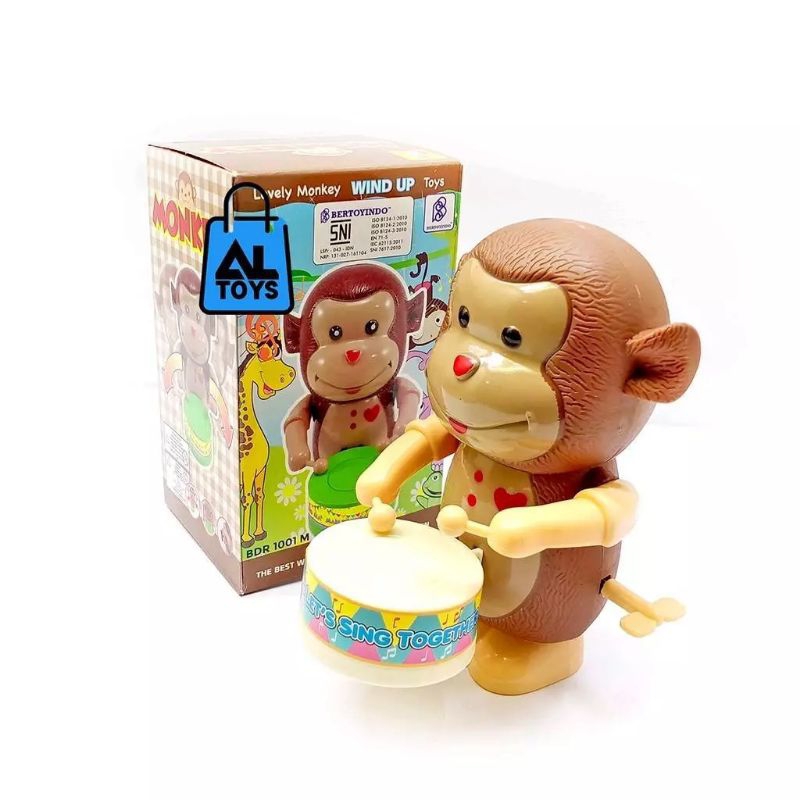 Viral !! Mainan Drum Band Putar Kunci - Karakter Lucu Mainan Bayi Monyet Drum Band