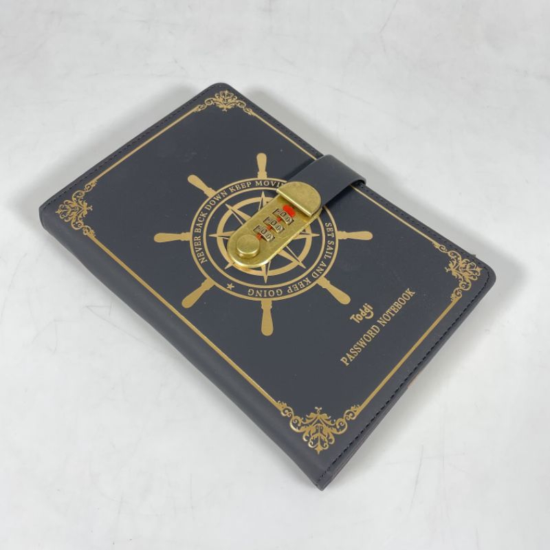 

TODDI Buku Jurnal Leather Vintage Pirate A5 200 Halaman Grid with Lock Agenda Diary QDOT0J