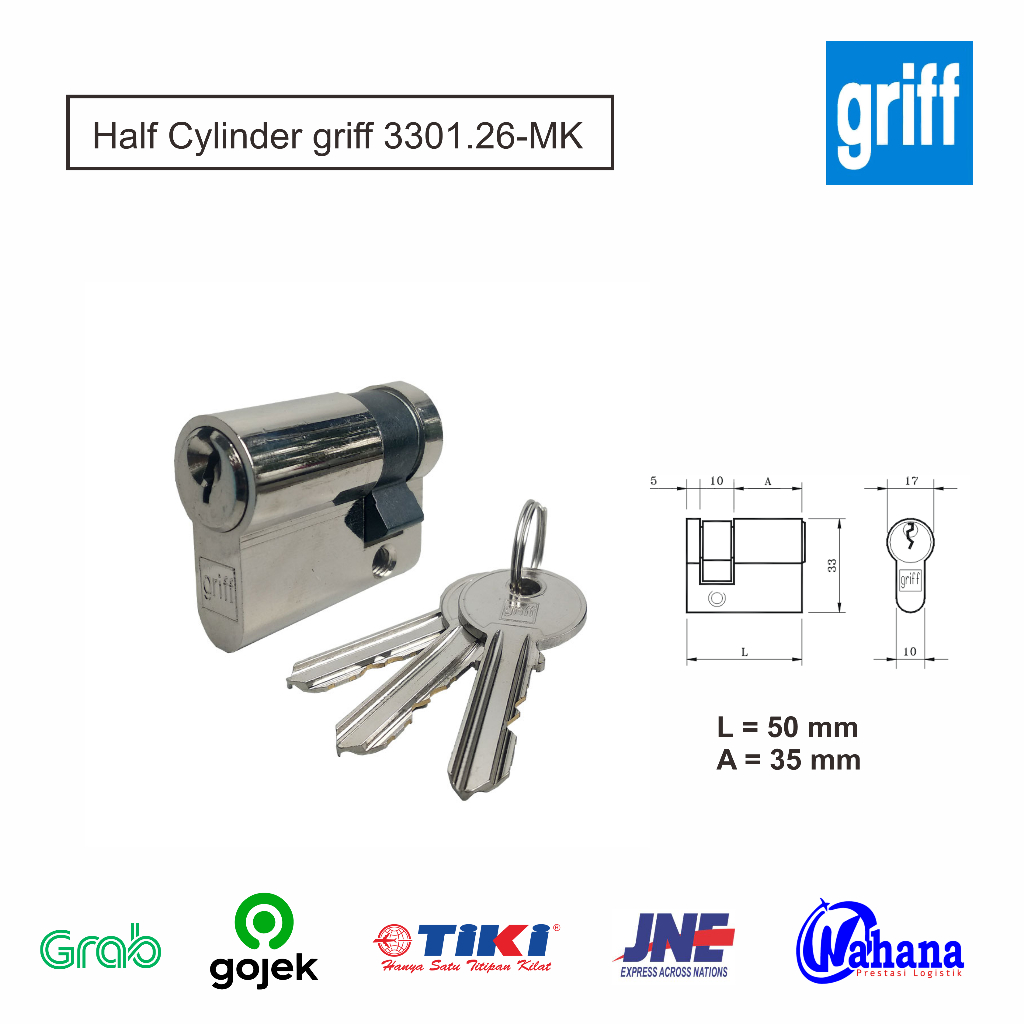 Half Cylinder griff 3301.26 - Master Key /Kunci Rumah/kunci Pintu