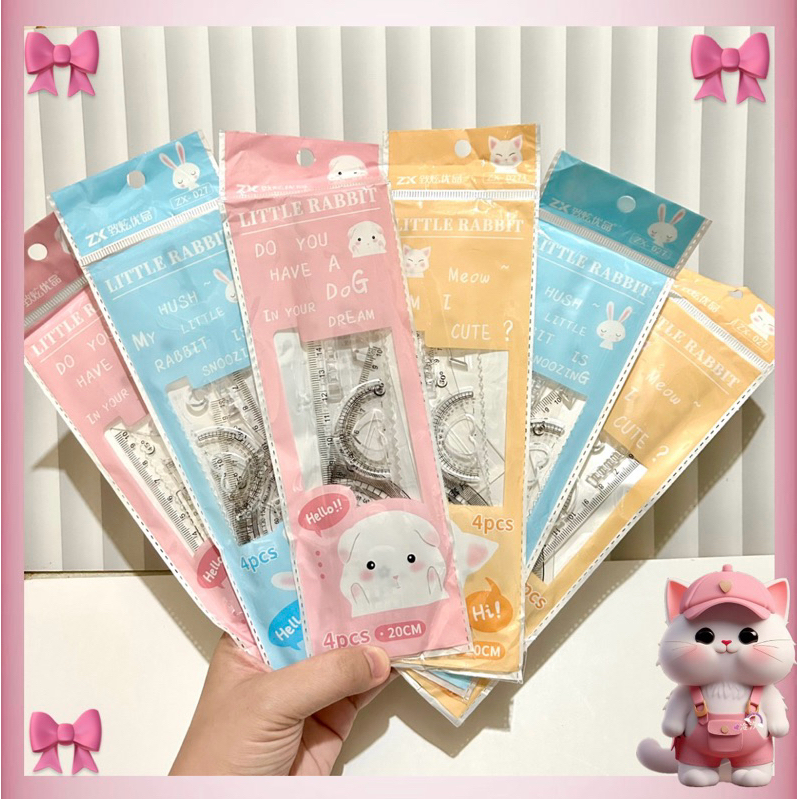 

N215 ( 1 Set 4 Pcs ) Penggaris Plastik 1 SET isi 4 PCS / Ruler 1 SET isi 4 PCS Serbaguna