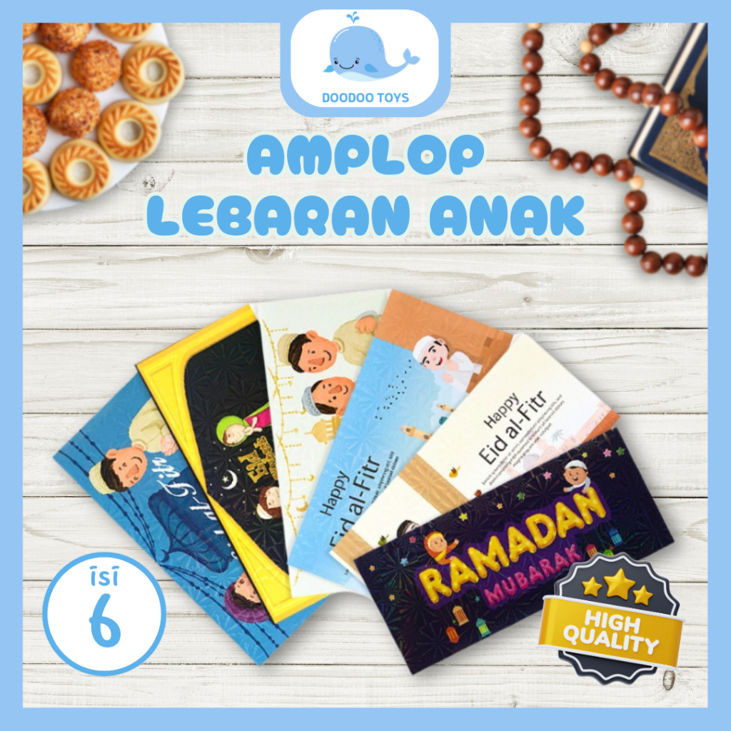 

Doodoo Amplop Lebaran THR Idul Fitri Isi 6Pcs Karakter Kartun Amplop Panjang Uang Kertas