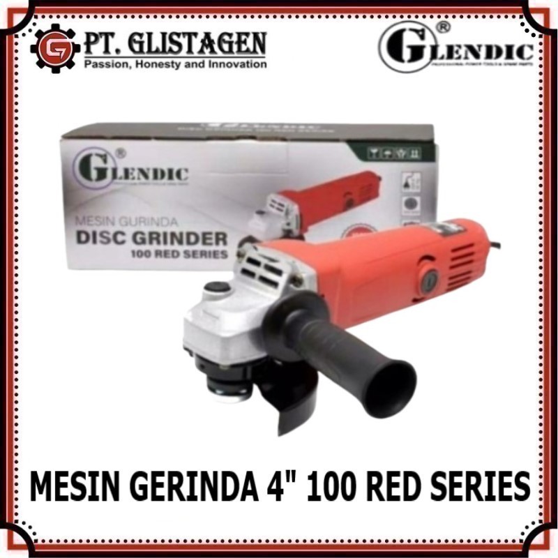 GLENDIC Mesin Gerinda Tangan Angle Disc Grinder Gurinda 4" inch 100 Red Series