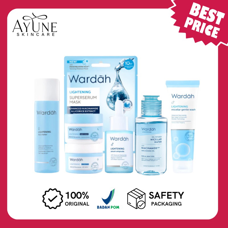 Wardah Lightening Micellar Gentle Wash | Wardah Lightening Clay Mask | Wardah Lightening Cleansing M