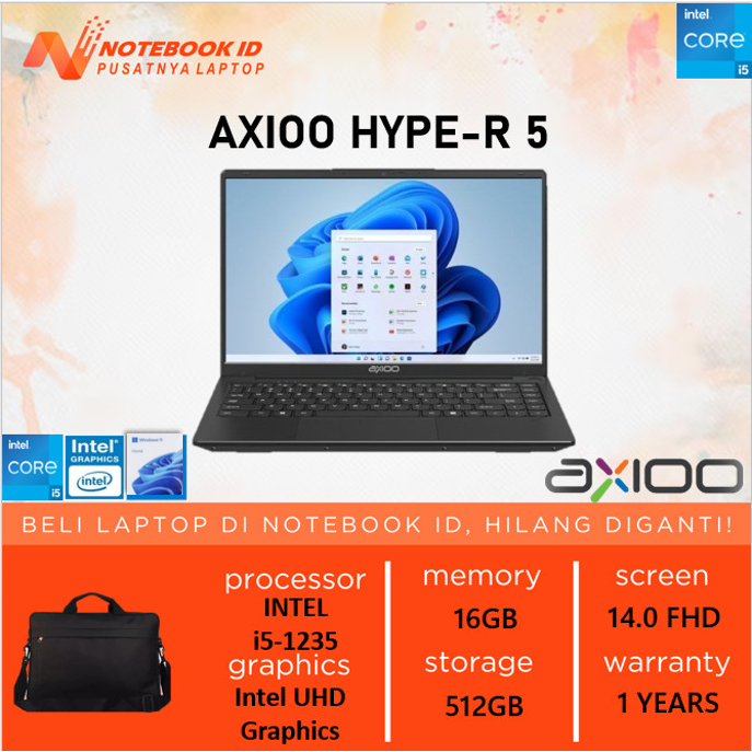 AXIOO HYPE 5 G12 I5 1235 16GB 512GB DOS 14.0FHD IPS BLK