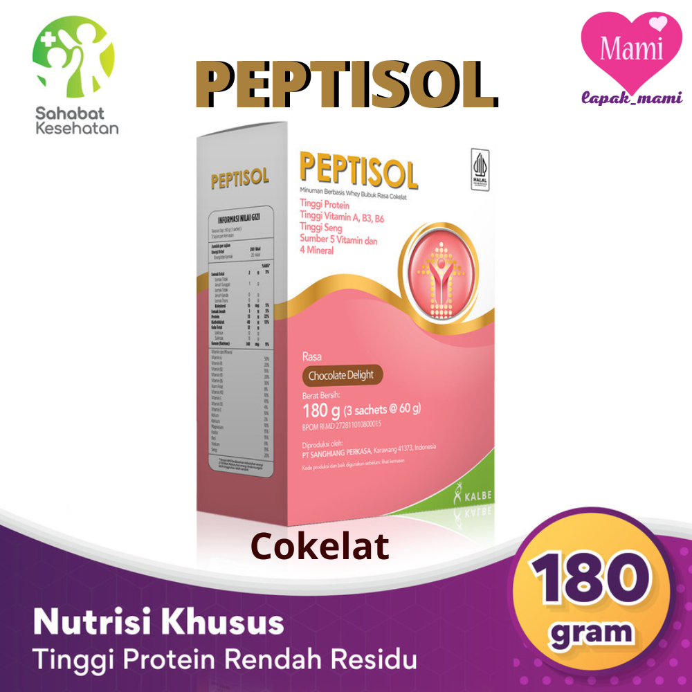 

Peptisol Cokelat 180gr Susu Nutrisi Tinggi Protein Rendah Residu