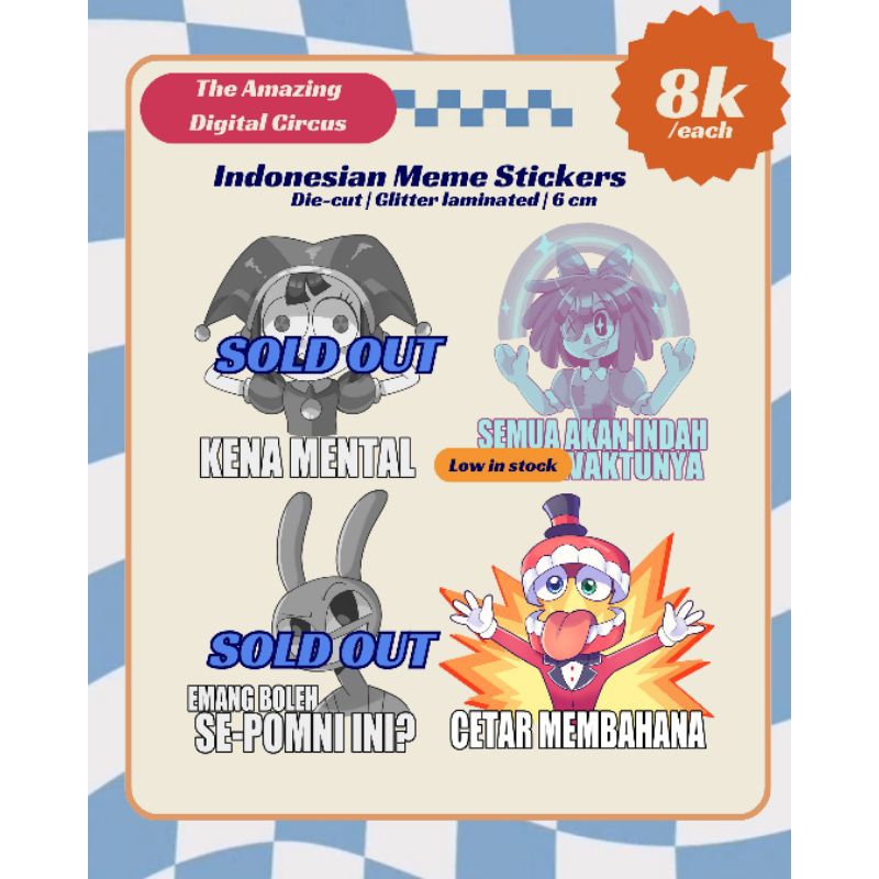 

[CF19 LEFTOVERS] The Amazing Digital Circus Indonesian Meme Stickers