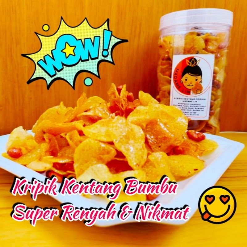 

Kripik Kentang Bumbu Tradisional Siap Saji merk MADAME LIN super Renyah dan Super Nikmat , 250gr