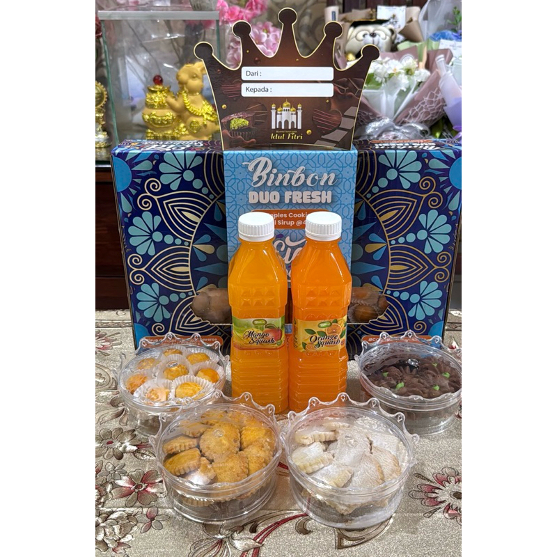 

PAKETAN KUE KERING DUO FRESH BINBON 4 COOKIES 2 MINUMAN PASTEL LEBARAN TERMURAH