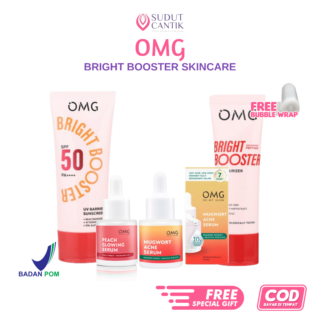 Sudut Cantik - OMG OH MY GLOW Peach Glowing | Face Wash | Toner | Cream | Peach Glowing Serum | Mugw